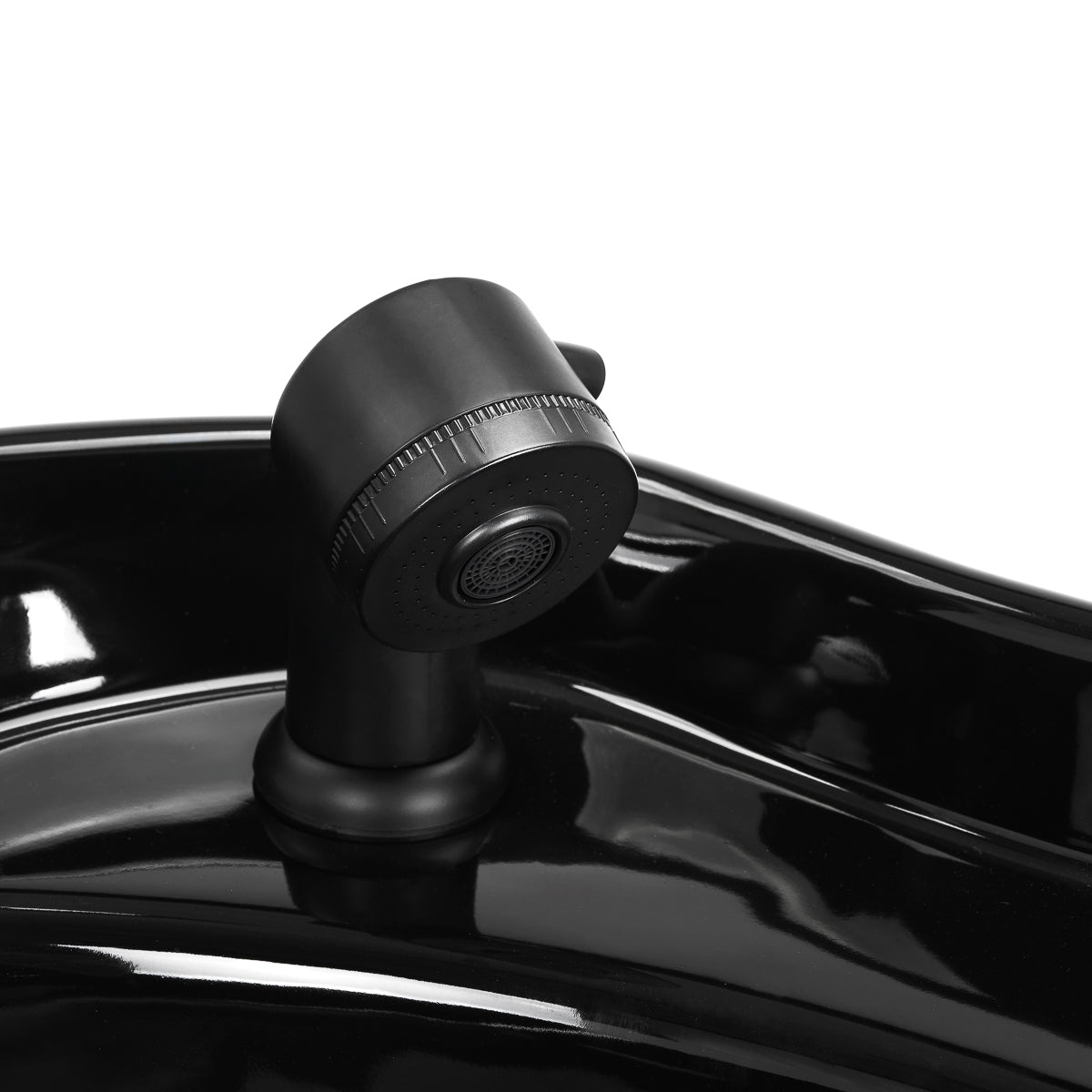 Black Gabbiano Lucca hairdressing wash unit with adjustable chair and sink for professional salon use.