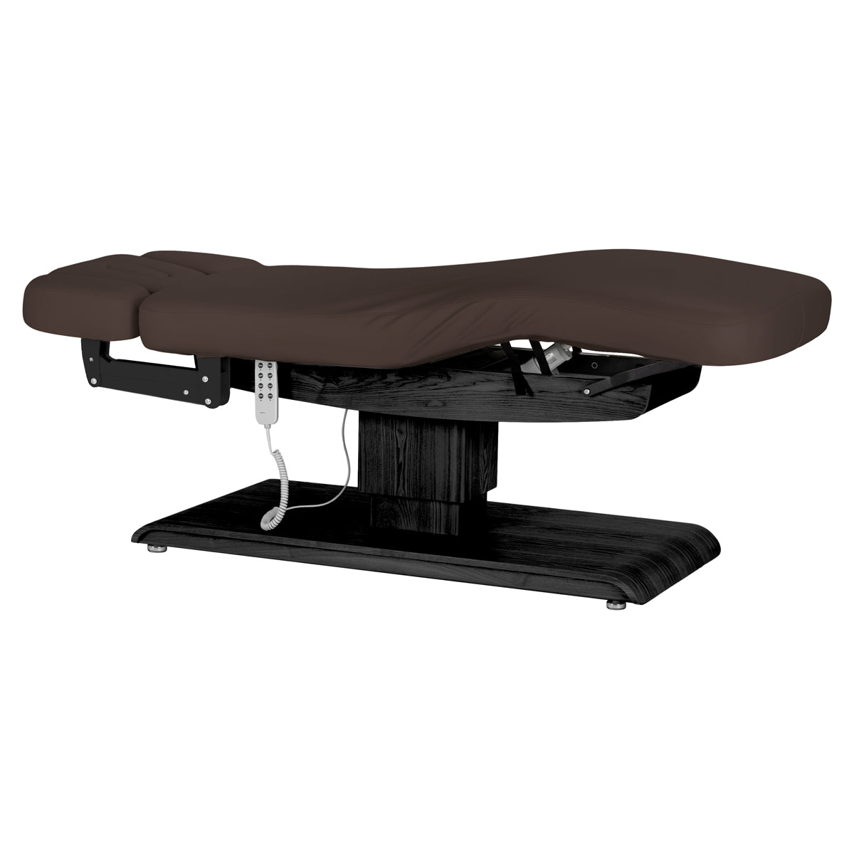 سرير SPA كهربائي Sillon Relax – بني داكن، قاعدة بلون أسود · منظر عام