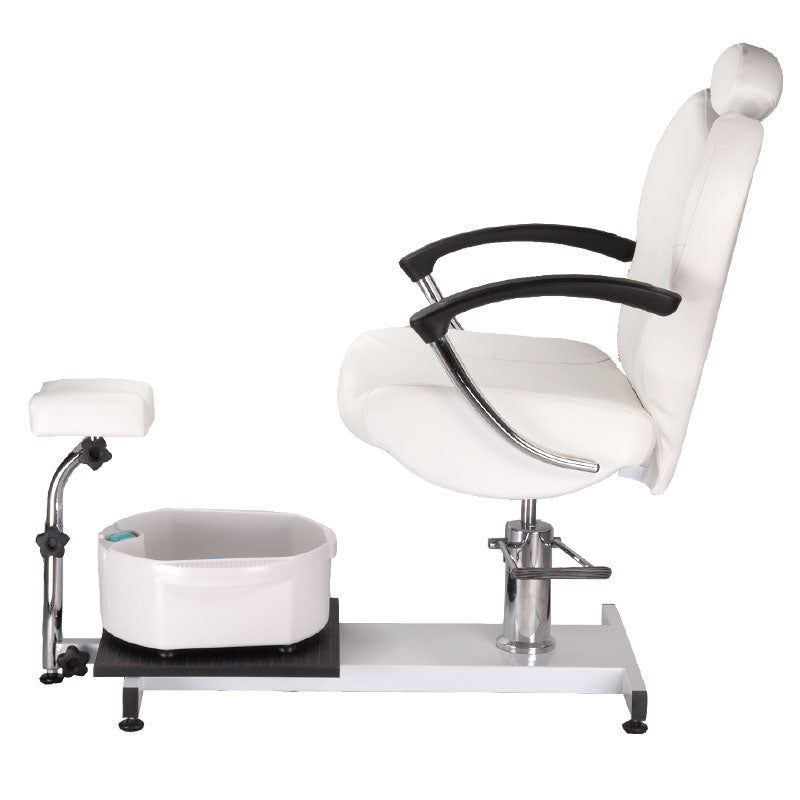 White Beauty System Pedicure chair with built-in foot massager and comfortable seating, model BR-2301.