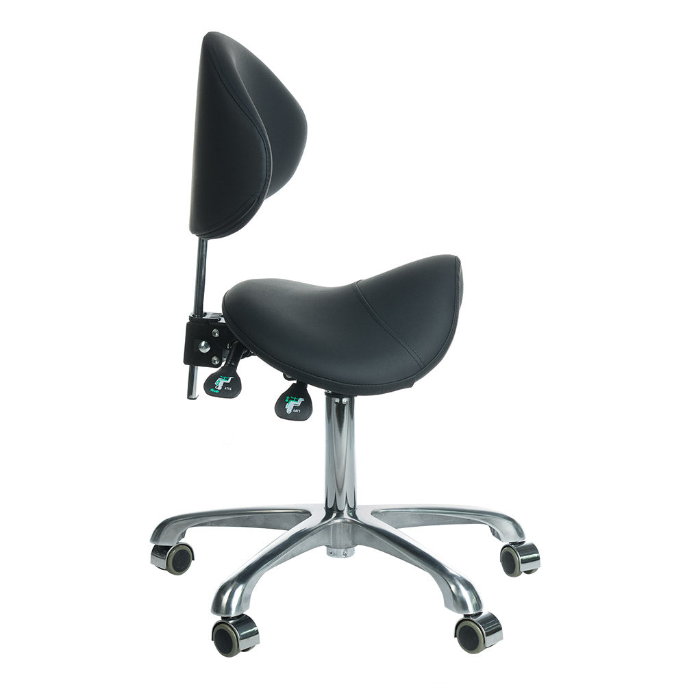 Taboret kosmetyczny z oparciem BY-3004 czarny - BVShop