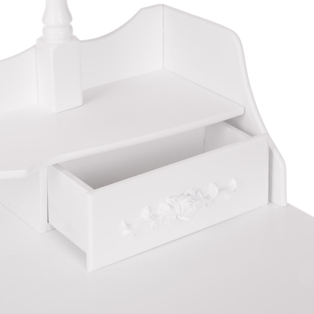 Toaletka biała NINA lustro LED + taboret - BVShop