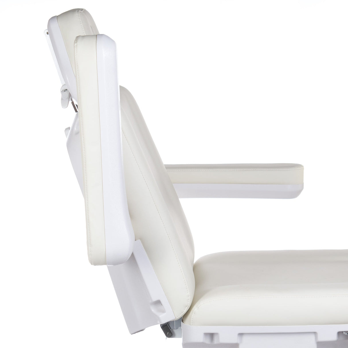 Electric beauty salon chair BR-6686/208-103 by Beauty System in light grey, featuring adjustable headrest and cushioned seating.