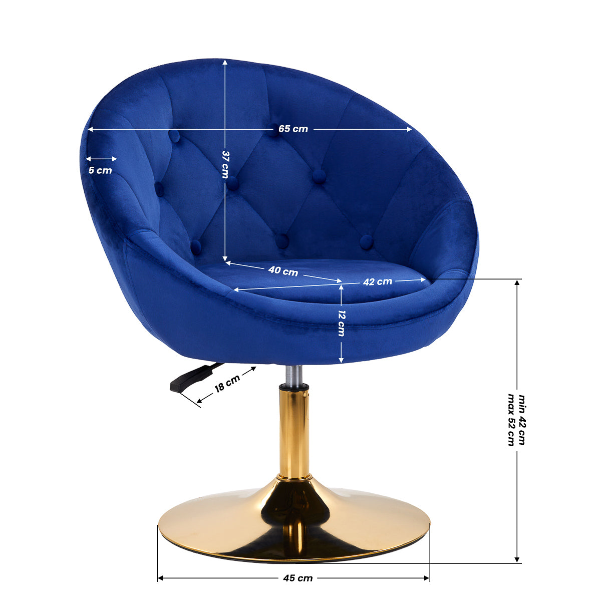 4Rico swivel chair QS-BL12G navy blue - BVShop