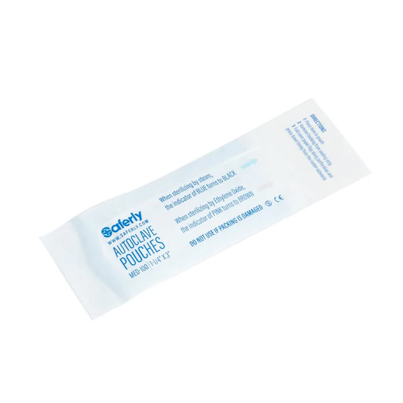 أكياس تعقيم ذاتية الإغلاق من Saferly للأوتوكلاف 200 قطعة 32 × 75 مم