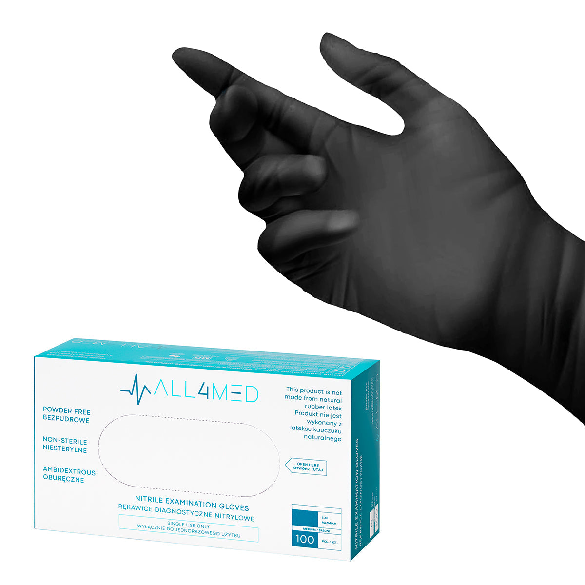All4med disposable diagnostic nitrile gloves black xl - BVShop