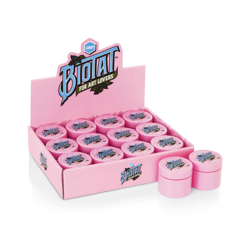Biotat Candy Tattoo Butter 50g container showing the colorful packaging and product label with the brand name.