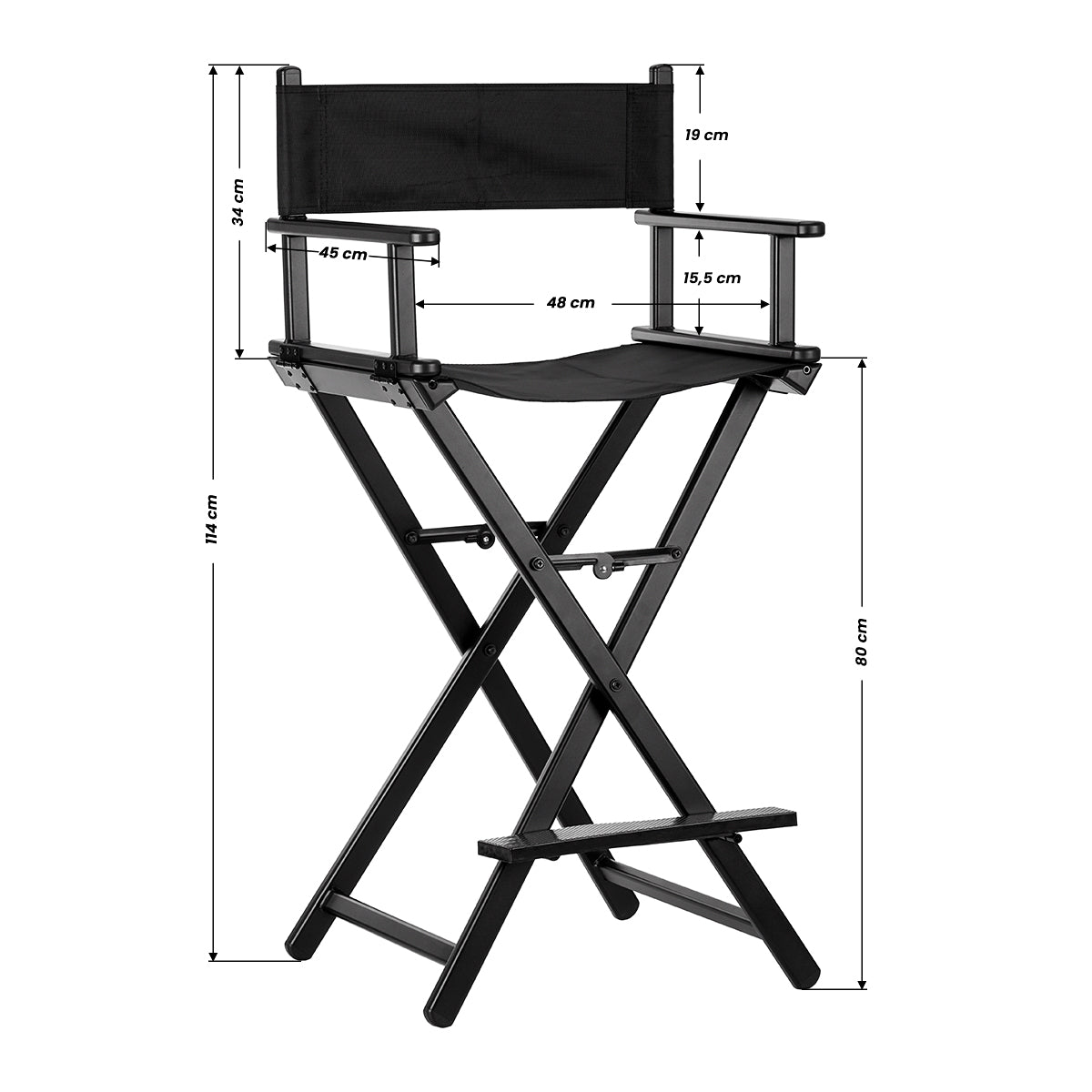 Black aluminum make-up chair - BVShop