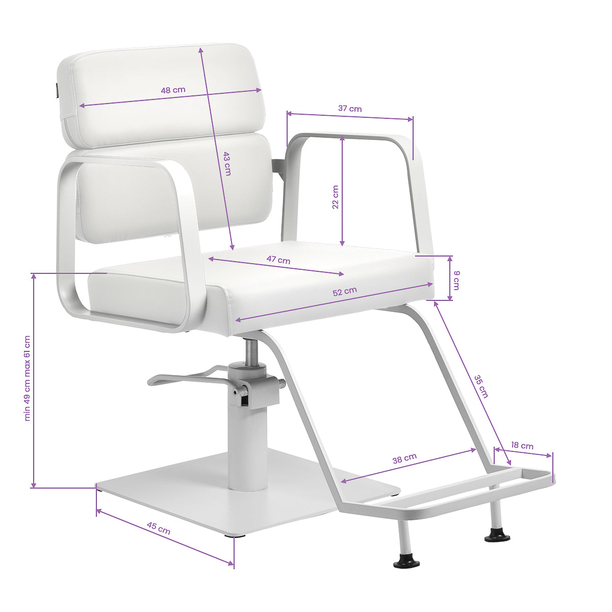 Gabbiano hairdressing chair Porto white white - BVShop