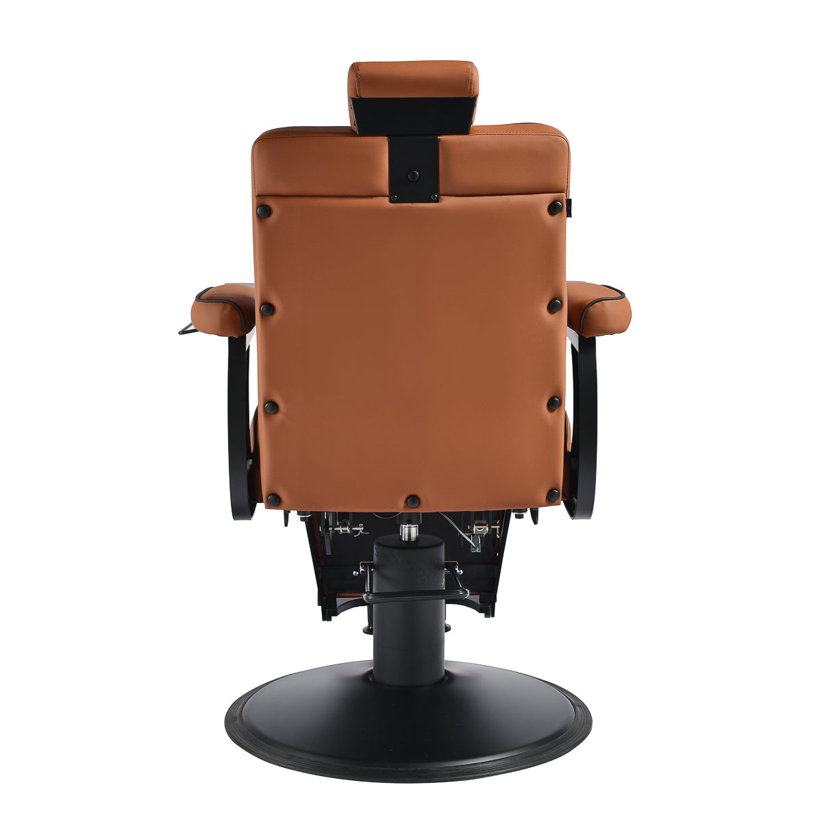 Gabbiano Levi barber chair with black frame brown without stitching at the back - BVShop