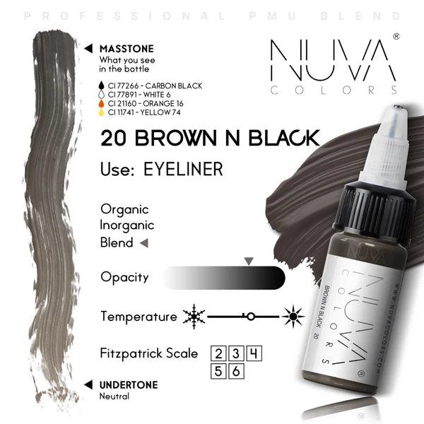 Nuva Colors Eyeliner Pigments 20 BROWN N BLACK 15ml - BVShop