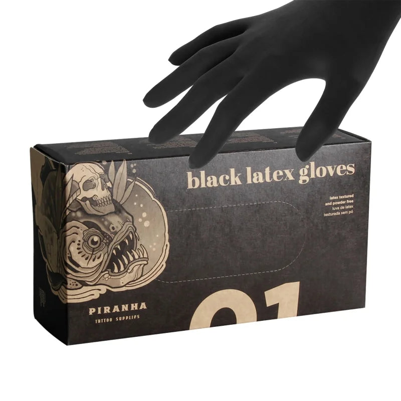 Piranha Black Latex Gloves 100 pcs - BVShop