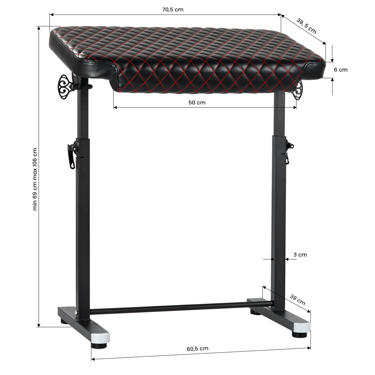 Pro Ink 718 Tattoo Armrest Black Quilted R - BVShop