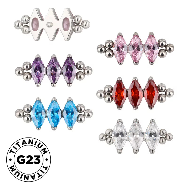 خاتم التيتانيوم بثلاث خرزات وحافة