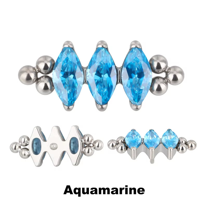 خاتم التيتانيوم بثلاث خرزات وحافة