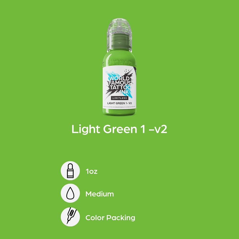 World Famous Limitless Tattoo Ink Light Green 1 v2 30ml - BVShop