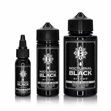 Nocturnal By Bishop Super Black 30ml, 118ml, 295ml — مقارنة أحجام الزجاجات