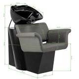 Gabbiano Lucca grey hairdressing wash unit with sink, chair, and backrest for salon hair washing stations
