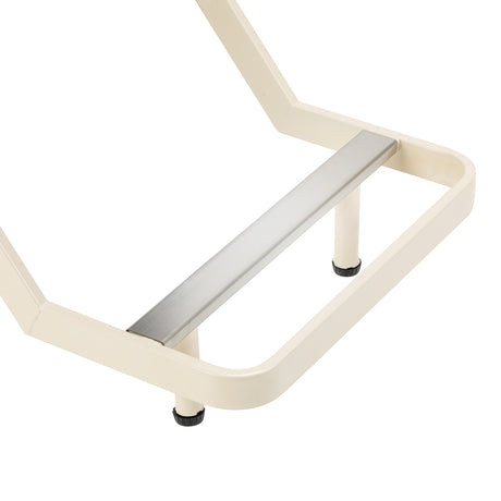 Omega Aurora light brown hairdressing chair with padded seat and backrest, adjustable height, and chrome base for salon styling.