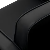 Black Omega Andromeda hairdressing chair with padded seat and backrest, adjustable height, and sturdy base.