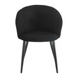 4RICO Asola black sherpa chair with rounded backrest and black metal legs