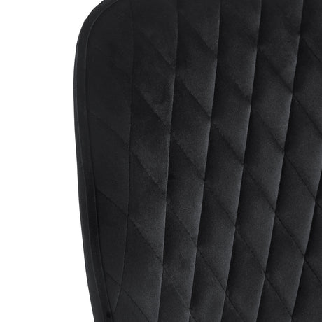 4RICO Vetro black velour chair with stitched backrest and black metal legs