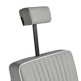 Gabbiano Levi barber chair in grey with black frame, featuring padded seat and backrest, ideal for barbershop furniture.