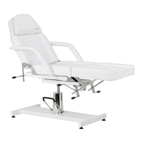 Hydraulic white pedicure chair with reclining backrest for salons