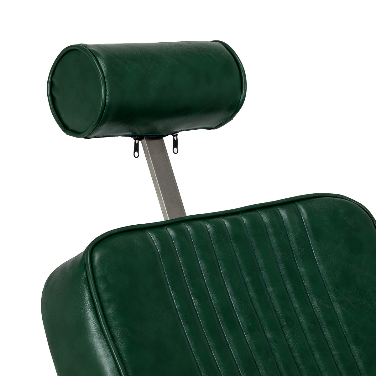 Green Gabbiano Royal X barber chair with padded armrests and adjustable headrest, designed for professional barbershop use.