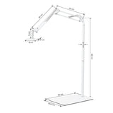 GLOW حامل قابل للضبط لمصباح UV/LED للباديكير – أبيض; رسم الأبعاد، قاعدة 33 × 20.5 سم