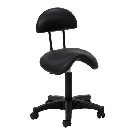 مقعد تجميل أسود ACTIVESHOP 6001 بتصميم السرج ومسند ظهر