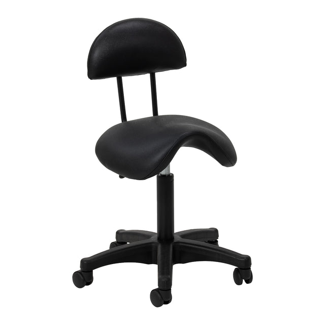 مقعد تجميل أسود ACTIVESHOP 6001 بتصميم السرج ومسند ظهر