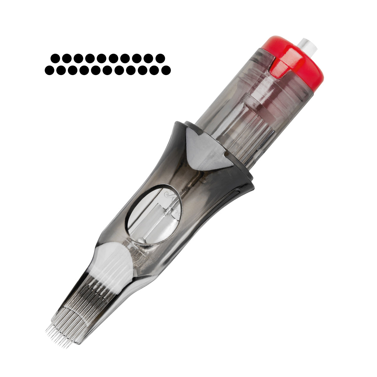Set of 10 EL CARTEL V2 0.35mm 21RM LongTaper tattoo cartridges shown in a close-up view on a white background.