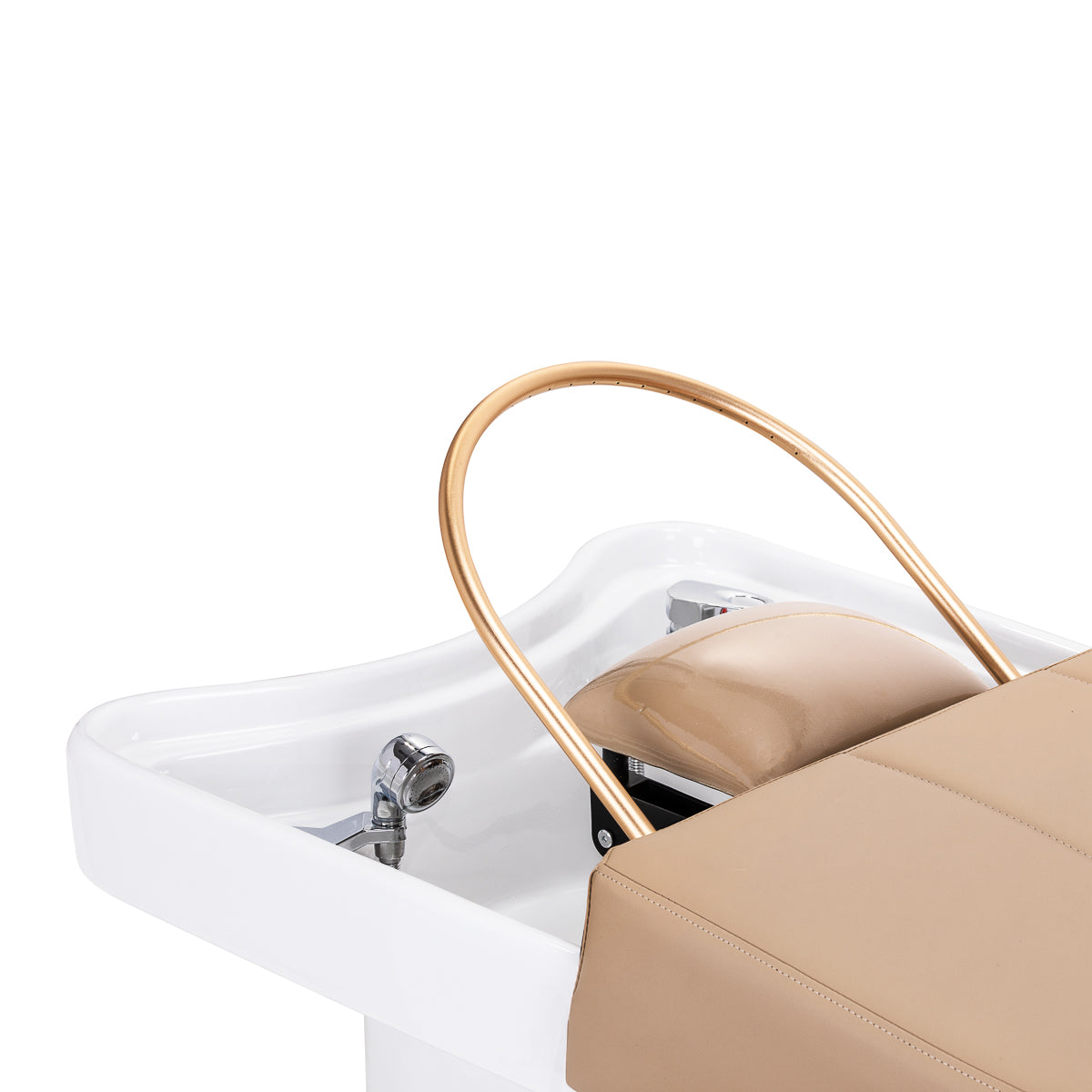 Gabbiano Head Spa 017 beige hair washing bed with padded cushion and adjustable headrest for comfortable hair treatments