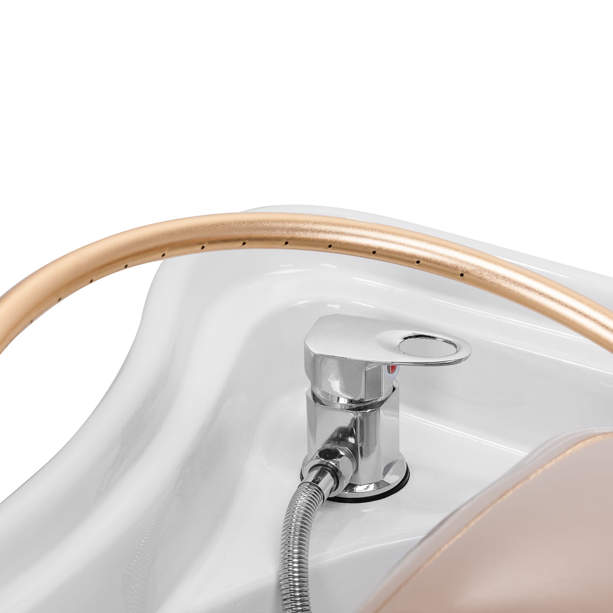 Gabbiano Head Spa 017 beige hair washing bed with cushioned surface and adjustable headrest for comfortable hair treatments.
