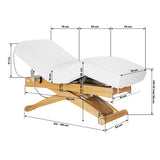 Sillon Siesta سرير SPA كهربائي – أبيض، قاعدة بني فاتح · رسم المقاسات