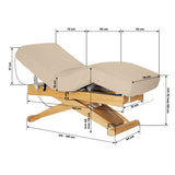 Sillon Siesta سرير SPA كهربائي – بيج، قاعدة بني فاتح · رسم المقاسات