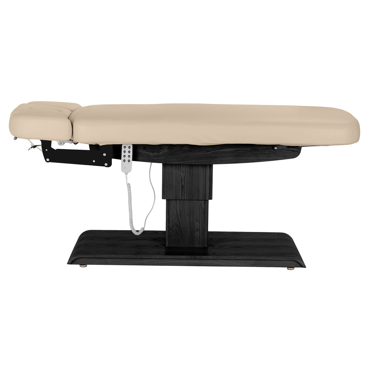 سرير SPA كهربائي Sillon Relax – بيج، قاعدة بلون أسود · منظر جانبي