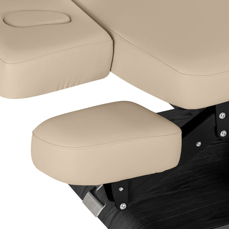 سرير SPA كهربائي Sillon Relax – بيج، قاعدة بلون أسود · رف الذراعين