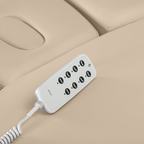 سرير SPA كهربائي Sillon Relax – بيج، قاعدة بلون أسود · جهاز التحكم
