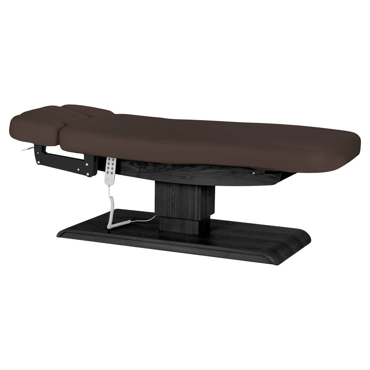 سرير SPA كهربائي Sillon Relax – بني داكن، قاعدة بلون أسود · منظر عام