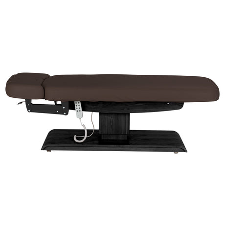 سرير SPA كهربائي Sillon Relax – بني داكن، قاعدة بلون أسود · منظر جانبي
