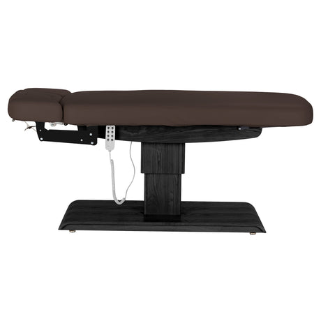 سرير SPA كهربائي Sillon Relax – بني داكن، قاعدة بلون أسود · منظر جانبي