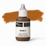Li Pigments Micro Colors Blonde 2 Pigment 12ml — product packaging with illustrative pigment brushstroke