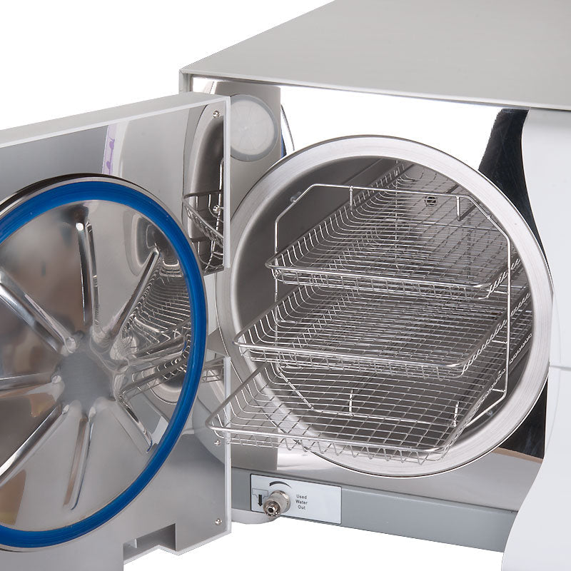 Medical Autoclave Class B 18L by Beauty System, compact sterilizer with digital controls and stainless steel chamber.