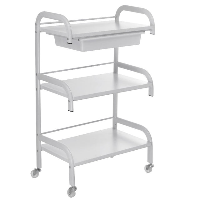 Beauty System cosmetic cabinet NG-ST026 with multiple compartments and mirror for organized makeup and skincare storage.