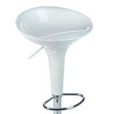 White bar stool BX-1002 by Beauty System with a sleek modern design, featuring a cushioned seat and sturdy metal frame.