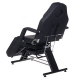 Black cosmetic chair with attached trays from Beauty System BW-262A, comfortable seating for beauty and salon treatments.