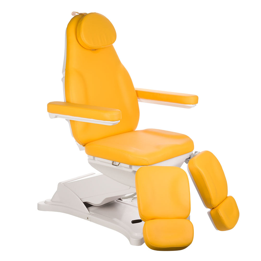 Electrical cosmetic chair MODENA PEDI BD-8294 by Beauty System, honey-colored upholstery with adjustable features and padded seat.