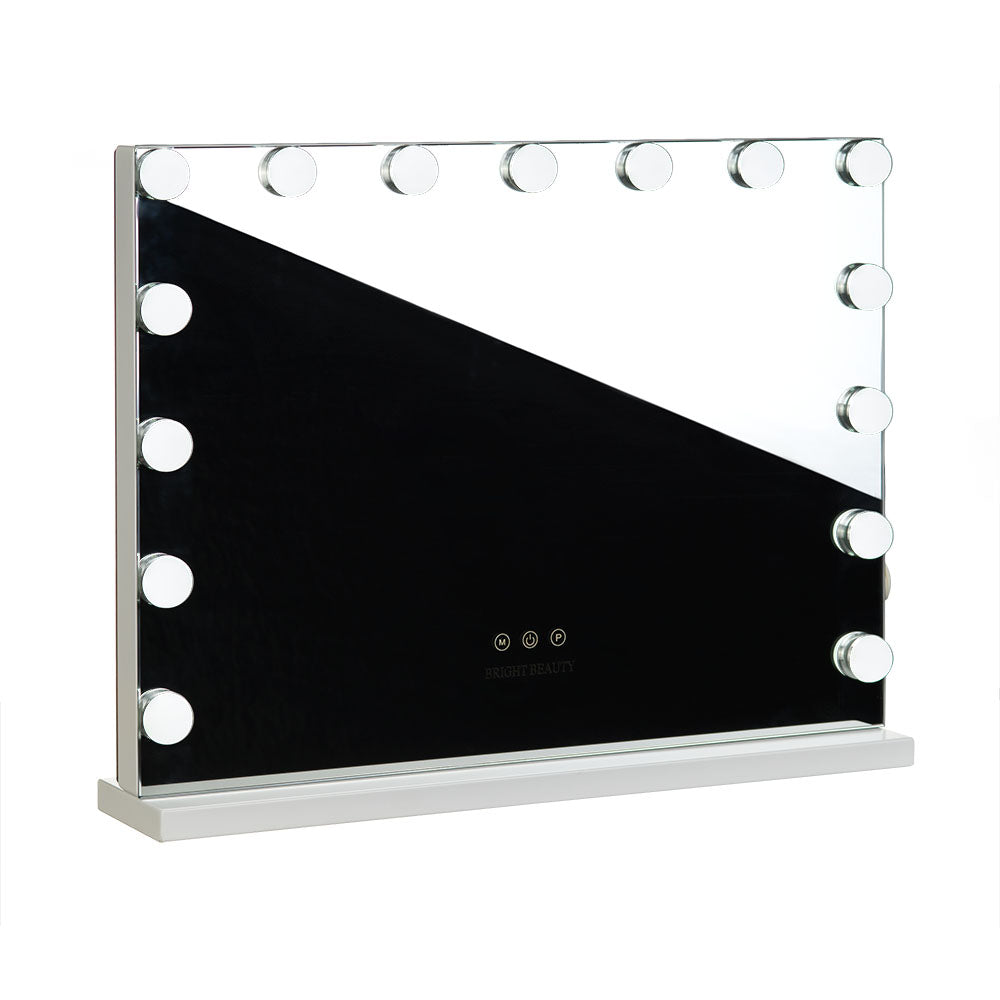 LED-lit Hollywood mirror by Beauty System, 58x43cm with bright LED lights, modern mirror for vanity and dressing areas.