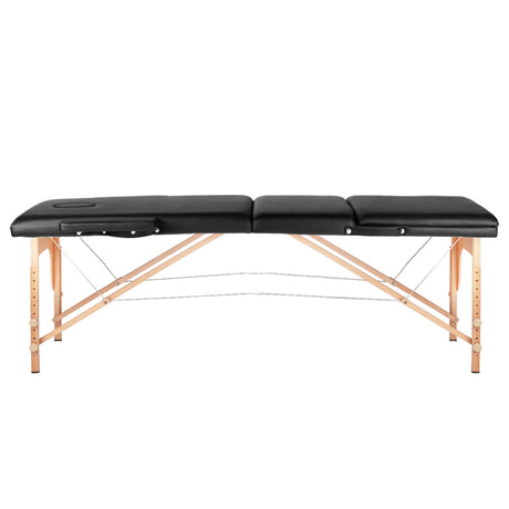 3-section black comfort massage table, wood comfort - BVShop